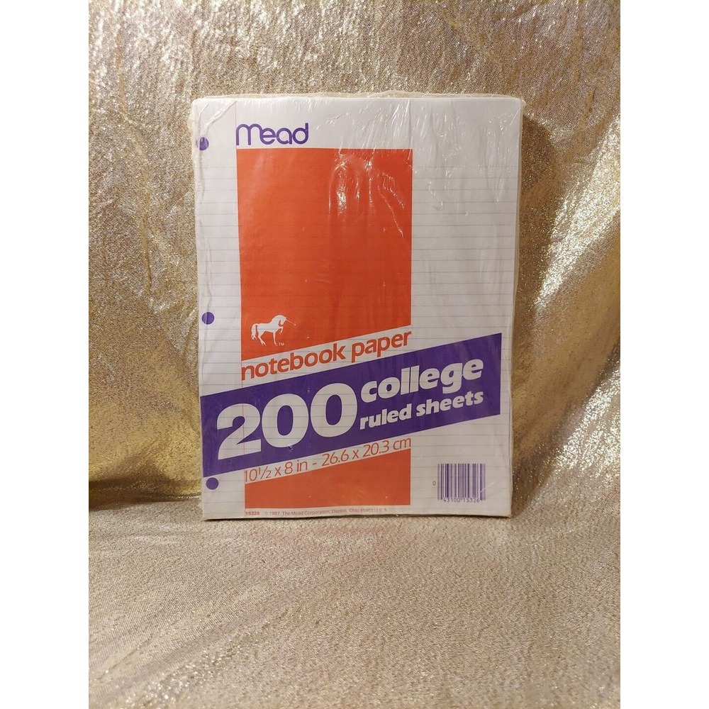 Mead Notebook Paper VTG 1987 College Ruled loose leaf Unicorn trapper keeper